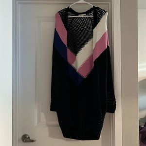 Maje Knit Sweater Size 2 Black/White/White/Pink/Purple Worn Once
